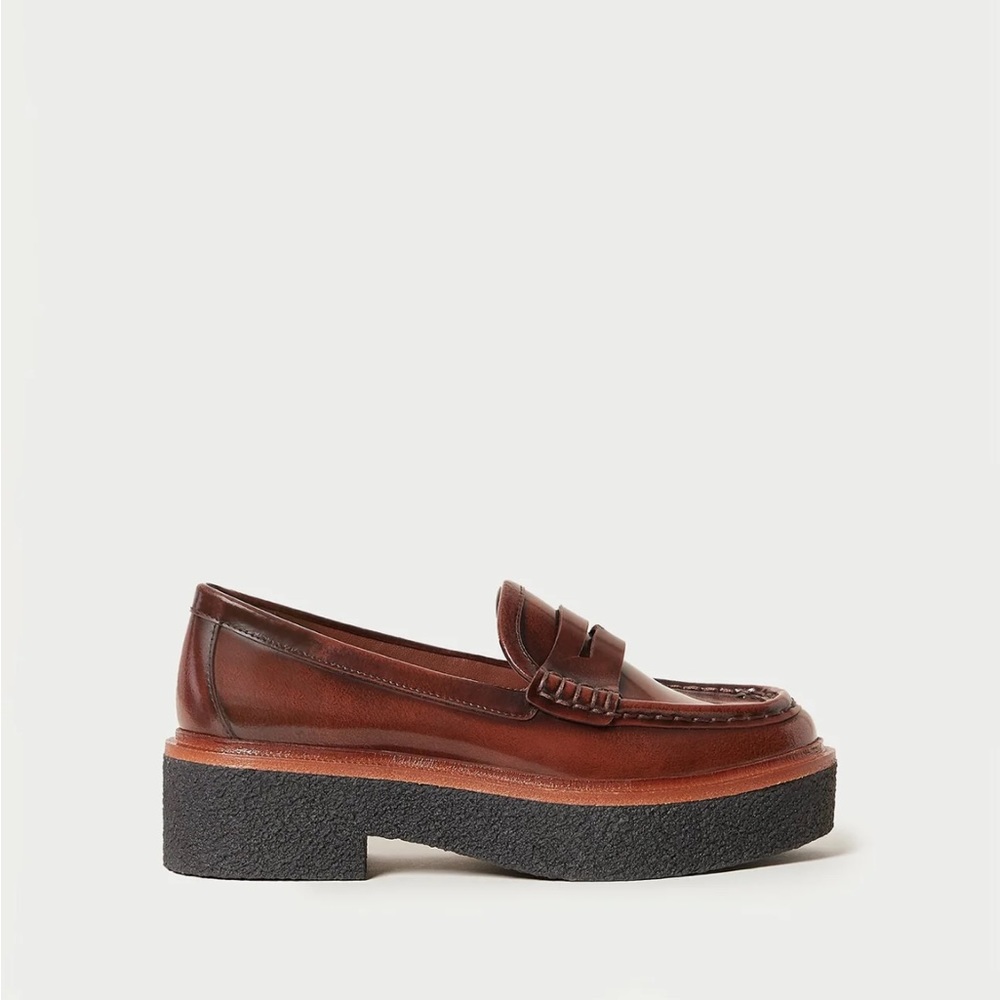 Loeffer Randall Rikki Brown Platform Loafer (Size 6.5)